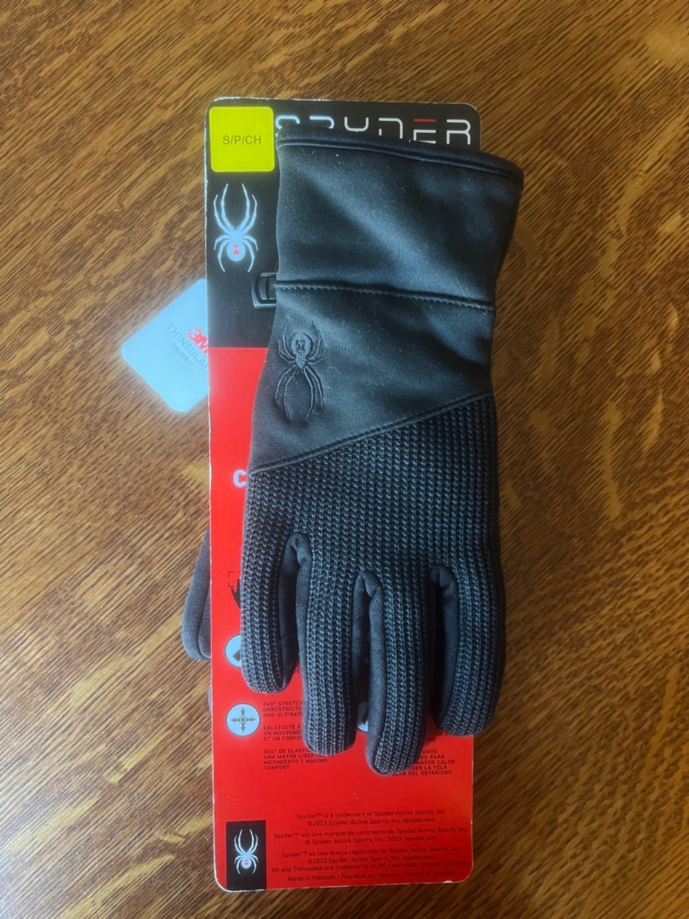 Spyder Men's Black Textured Grip Cold-Weather Gloves